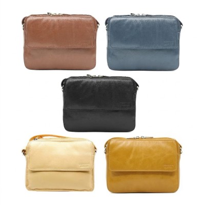 Leather shoulder bag 16x20x5 cm MALIBU