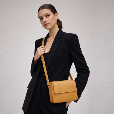 Leather shoulder bag 16x20x5 cm MALIBU