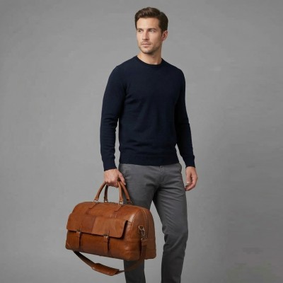 Large leather travel bag 28x49x24 cm DECOX