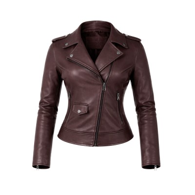 PINKO model leather jacket with zip closure