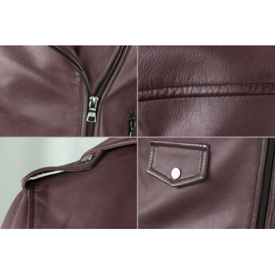 PINKO model leather jacket with zip closure