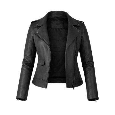 PINKO model leather jacket with zip closure