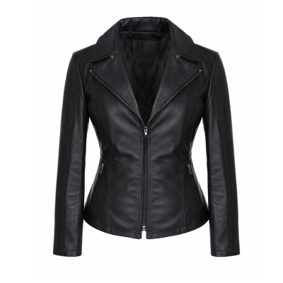 Leather jacket with zipper model CORELLA