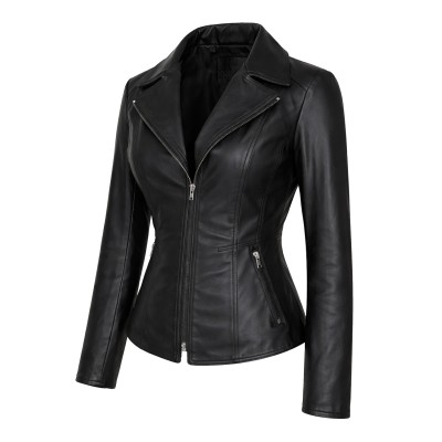 Leather jacket with zipper model CORELLA