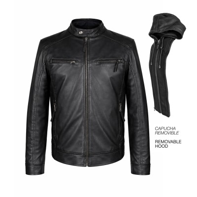 NOTTE leather jacket with removable hood