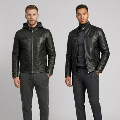 NOTTE leather jacket with removable hood