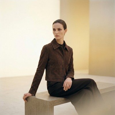 Buttoned suede jacket SARA model