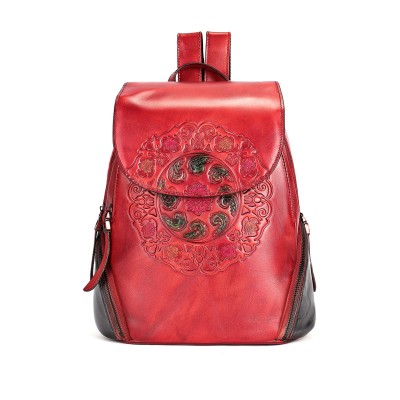 Leather backpack with zippers 23x32x15 cm EXOTIC