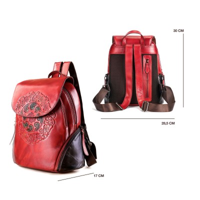 Leather backpack with zippers 23x32x15 cm EXOTIC