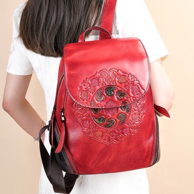 Leather backpack with zippers 23x32x15 cm EXOTIC