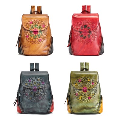 Leather backpack with zippers 23x32x15 cm EXOTIC