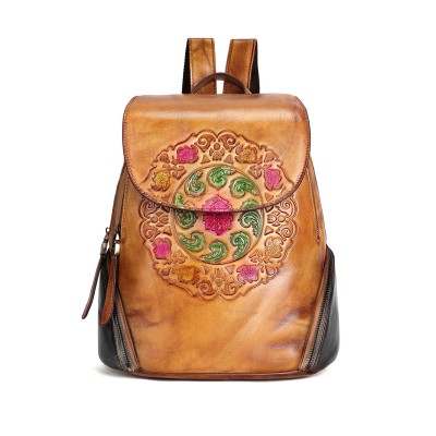 Leather backpack with zippers 23x32x15 cm EXOTIC