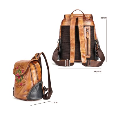 Leather backpack with zippers 23x32x15 cm EXOTIC