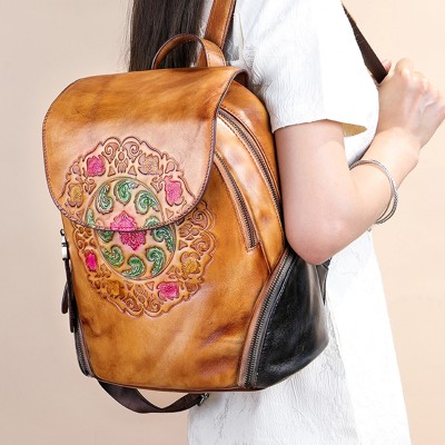 Leather backpack with zippers 23x32x15 cm EXOTIC