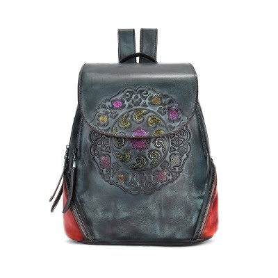 Leather backpack with zippers 23x32x15 cm EXOTIC