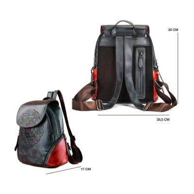 Leather backpack with zippers 23x32x15 cm EXOTIC