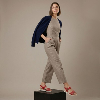 Flat leather sandals with velcro model BOBBE