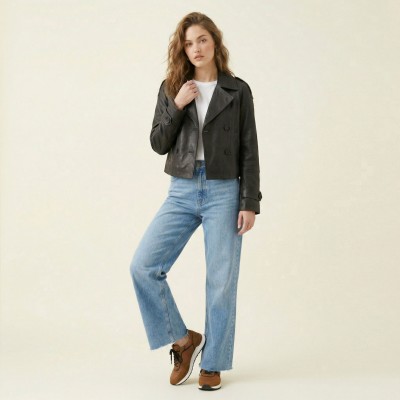 Combined leather sneakers ANGALA model