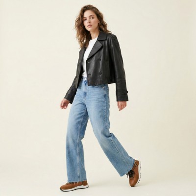 Combined leather sneakers ANGALA model