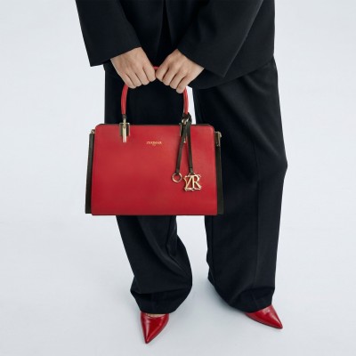 Double-handle leather bag 27x20x10 cm CRUDELIA