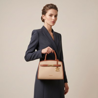 Double-handle leather bag 25x19x9 cm PALMA