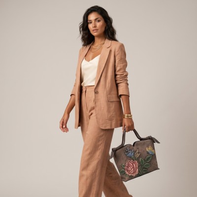 Leather bag with double handle 30x21x12 cm FLORES