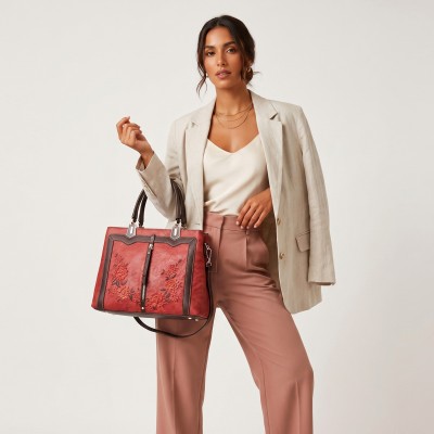 Leather bag with double handle 28x21x11 cm ROSES