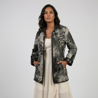 Reversible leather jacket with zipper closure EBRU