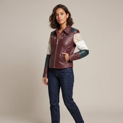 Multicolored leather jacket TAIR model