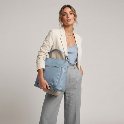 Leather bag with short handles 35x31x10 cm SEAO