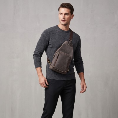 Leather shoulder bag PATER 16x34x9 cm