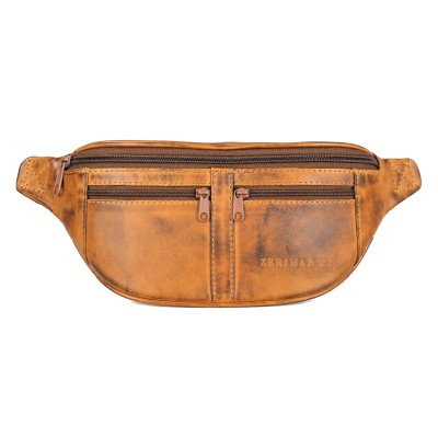 Leather waist bag with several compartments 30x11x7 cm