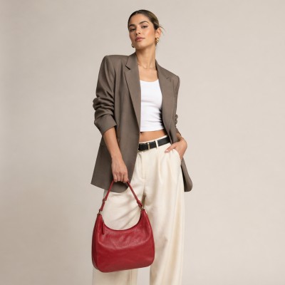 Leather bag with zipper 22x19x8 cm MINE