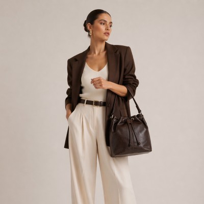 Leather bag with handle 29x25x13 cm ASSAL