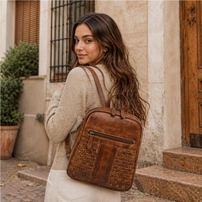 Natural leather backpack 26x21x7 cm STILL