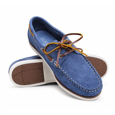 Suede leather lace-up loafers model VERANO