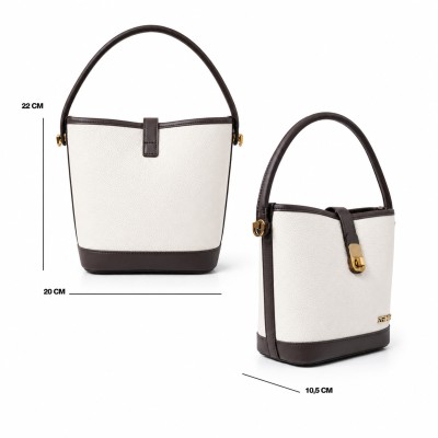 Double Handle Leather Bag 22x20x10.5 cm Model CANELA