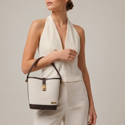 Double Handle Leather Bag 22x20x10.5 cm Model CANELA