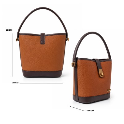 Double Handle Leather Bag 22x20x10.5 cm Model CANELA