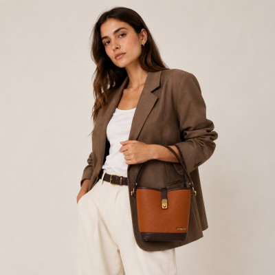 Double Handle Leather Bag 22x20x10.5 cm Model CANELA