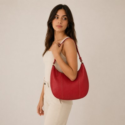 Leather bag with zipper 22x19x8 cm MINE