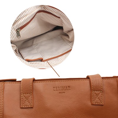 Leather bag with zipper and double handle 27x40x12 cm YOURS