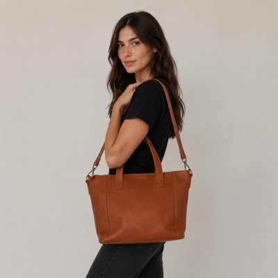 Leather bag with zipper and double handle 27x40x12 cm YOURS