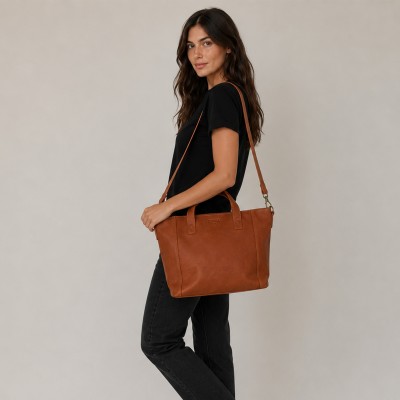 Leather bag with zipper and double handle 27x40x12 cm YOURS