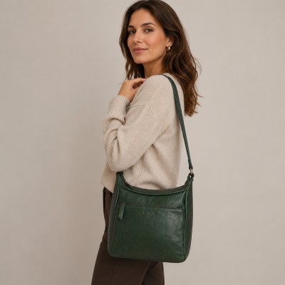 Leather crossbody bag 28x24x11 cm MISTIK