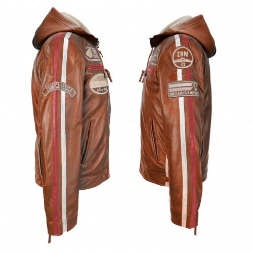 Leather jacket with patches BOLLWO