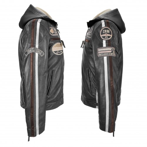 Leather jacket with patches BOLLWO