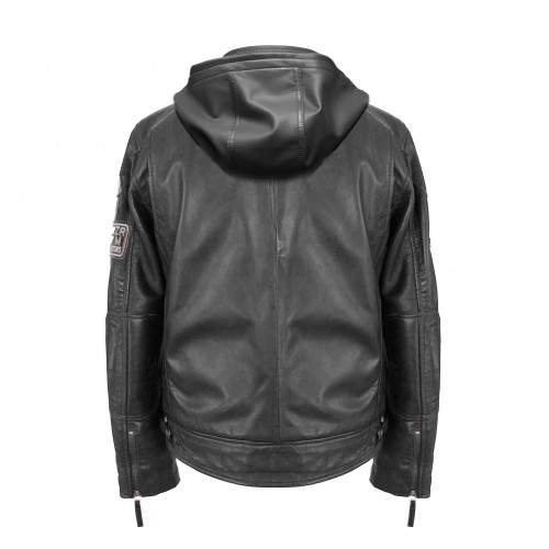Leather jacket with patches BOLLWO