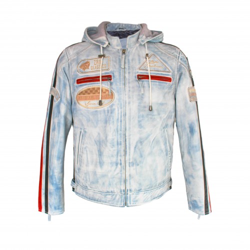 Leather jacket with patches BOLLWO