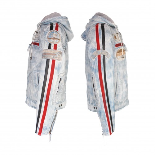 Leather jacket with patches BOLLWO
